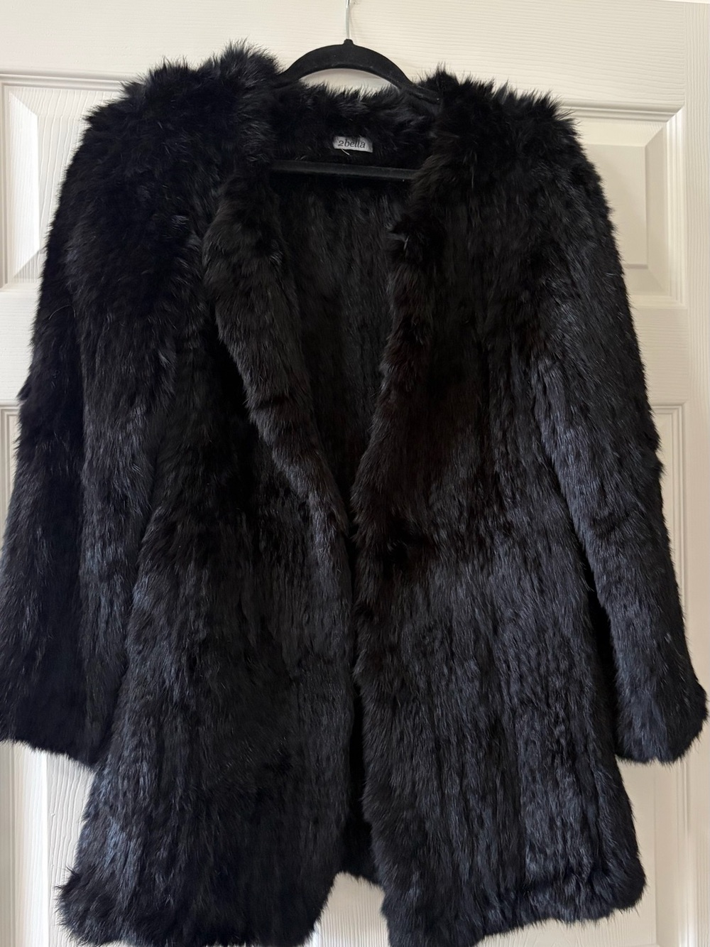 Classic Black Rabbit Fur Jacket - Women’s Plush Coat